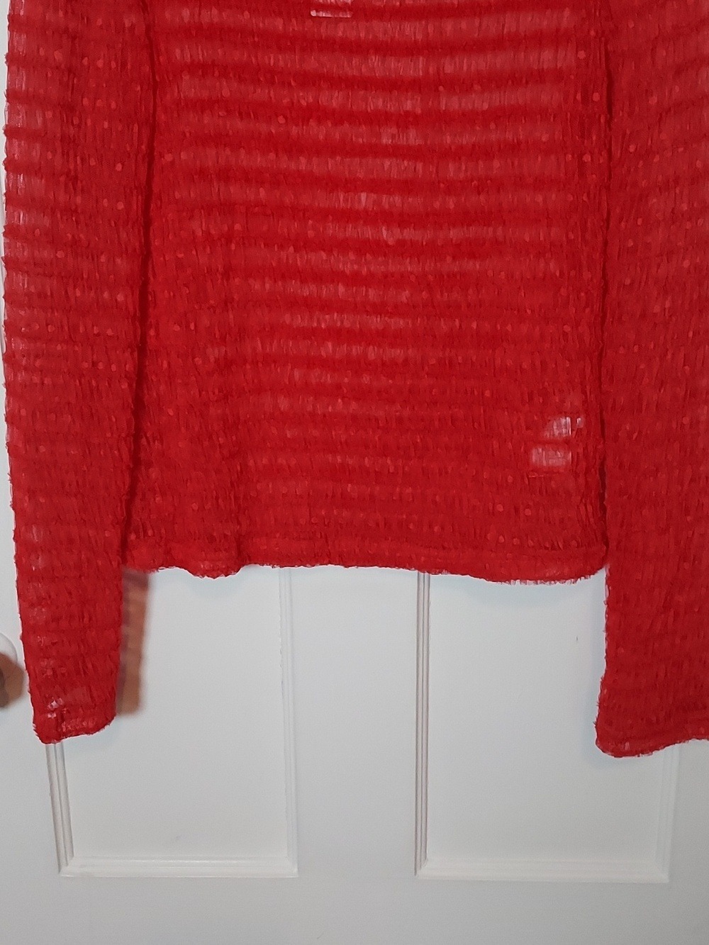 Maeve Anthropologie Women's Long-Sleeve Polka Dot Mesh Top Sheer Size Medium - Picture 8 of 16